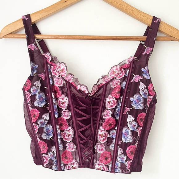 Victoria’s Secret Bra Women’s M - DD VS Dream Angels Corset Floral Pink - Picture 2 of 9